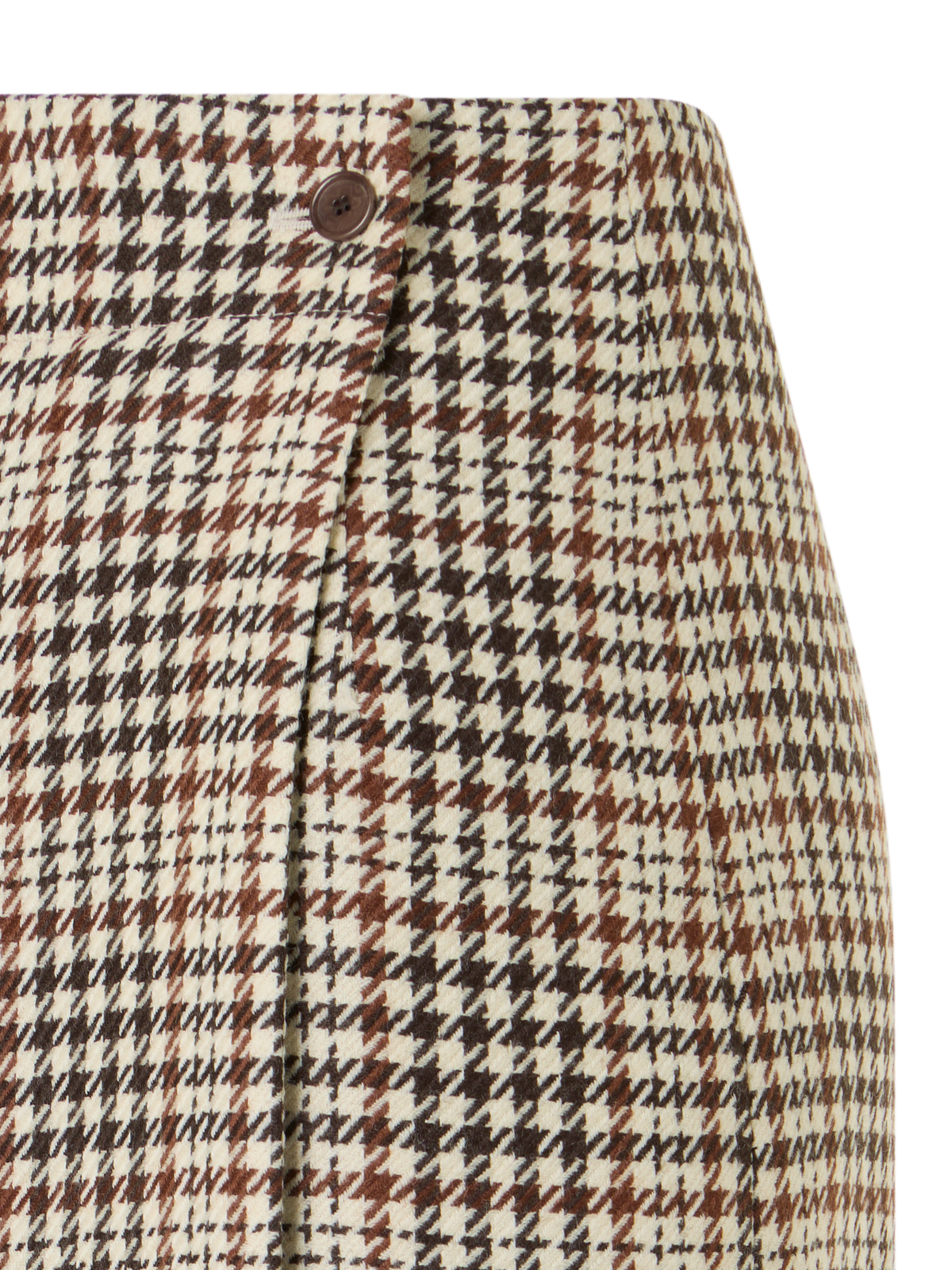 Designer Midi-Wickelrock aus kariertem Tweed - Braun - Ecru - Bunt