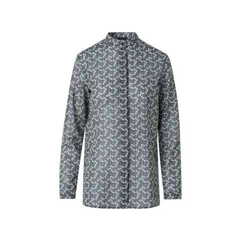 Baumwoll-Tunika-Bluse mit Mini Anemone Druck