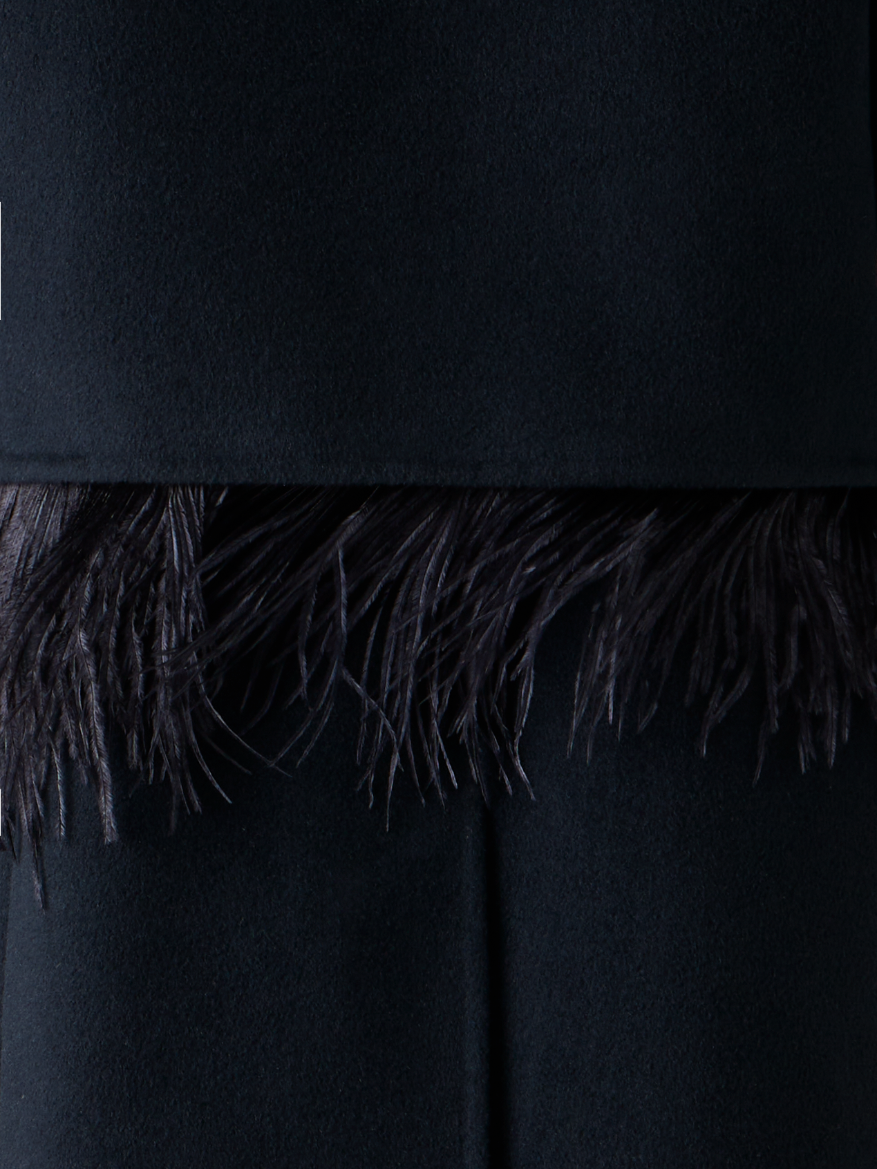 Designer Duo Mantel Gilet & Bolero mit Federnbesatz - Schwarz