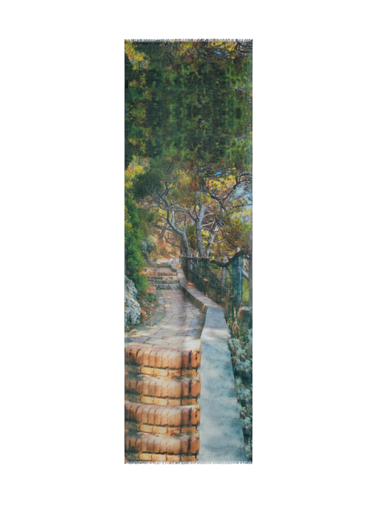 Designer Kaschmirseidenschal mit Via Krupp-Druck - Bunt