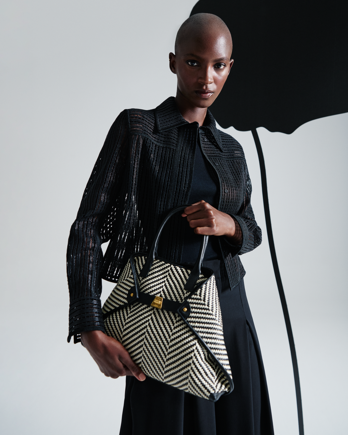 Designer Jacke in Streifen Stickerei - Schwarz #editorial