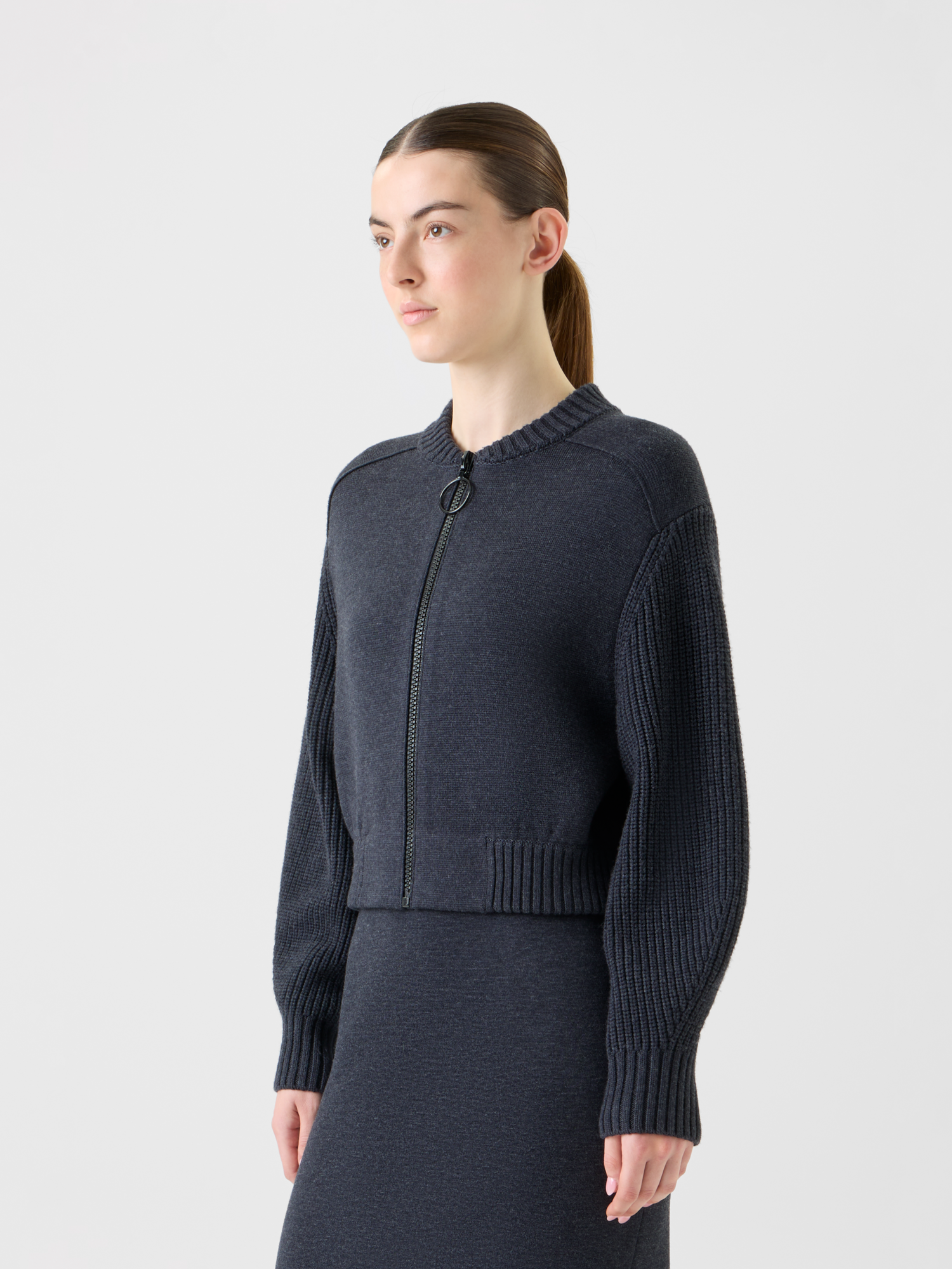 Designer Wolle Milano Strickblouson - Grau 