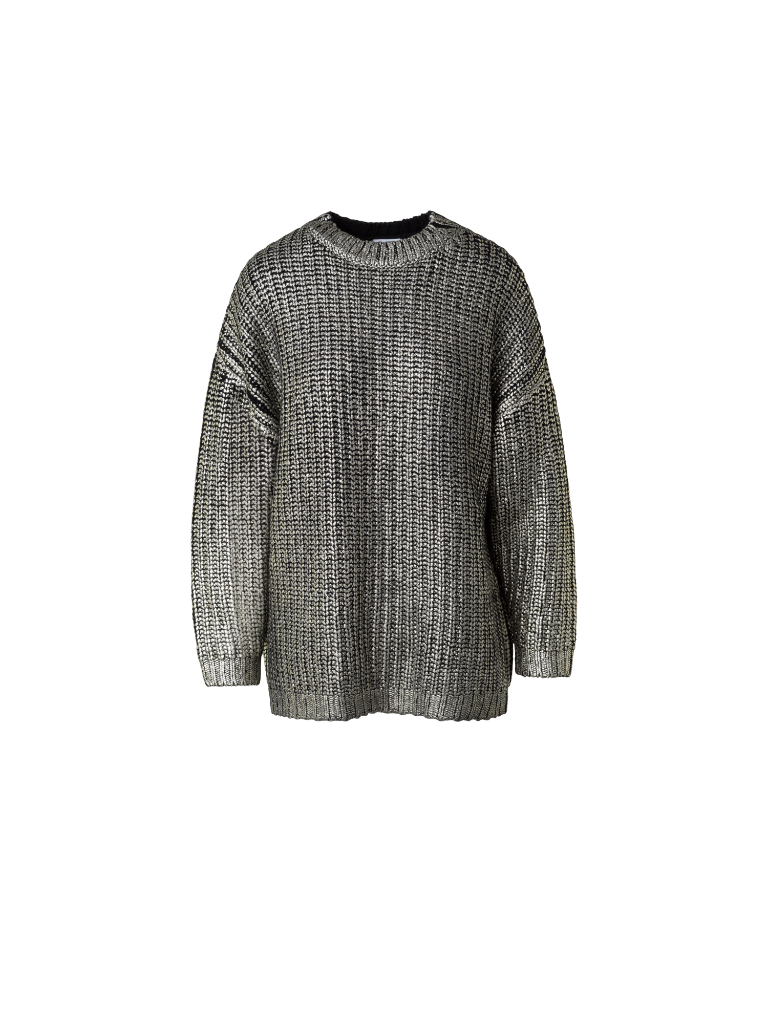 Designer Strickpullover aus goldbeschichtetem Cashwool - Schwarz - Gold