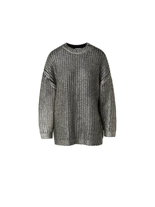 Designer Strickpullover aus goldbeschichtetem Cashwool - Schwarz - Gold