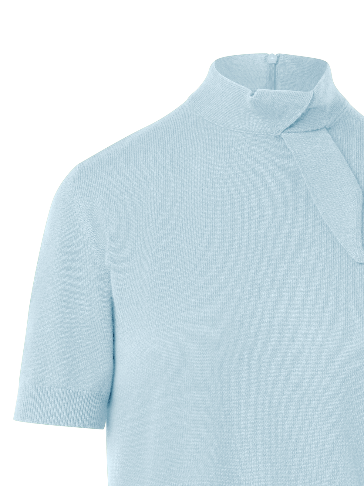 Designer Kurzärmeliger Kaschmirpullover mit Knotendetail - Blau