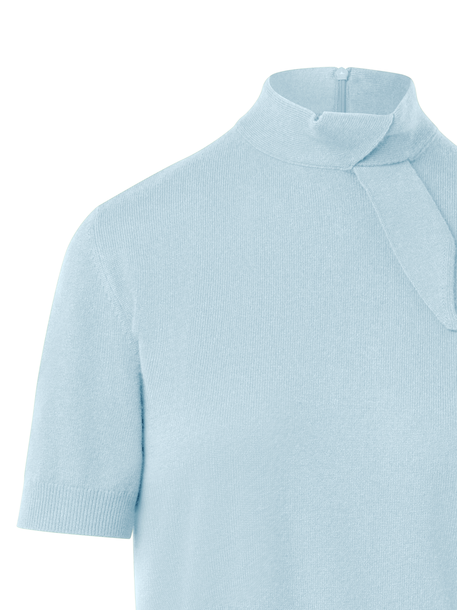 Designer Kurzärmeliger Kaschmirpullover mit Knotendetail - Blau