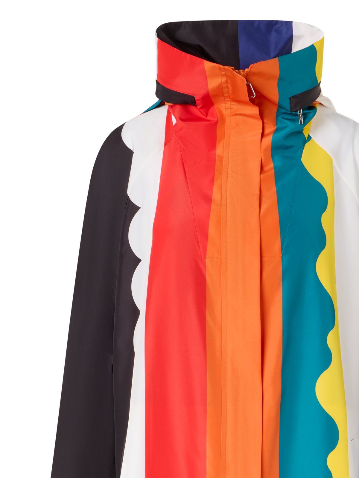 Designer Ivano Maxi-Mantel aus Taft mit Paravent-Druck - Bunt