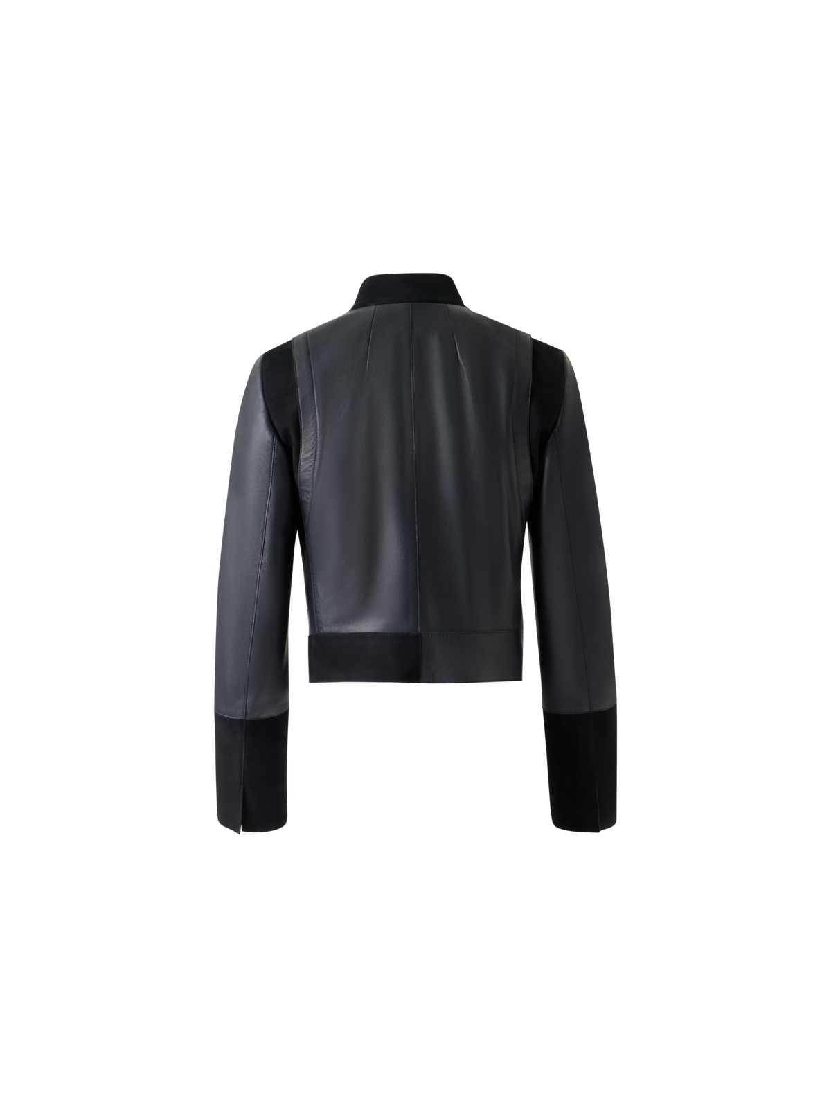 Designer Kurze Taillierte Leder Doppelreiher Jacke - Schwarz