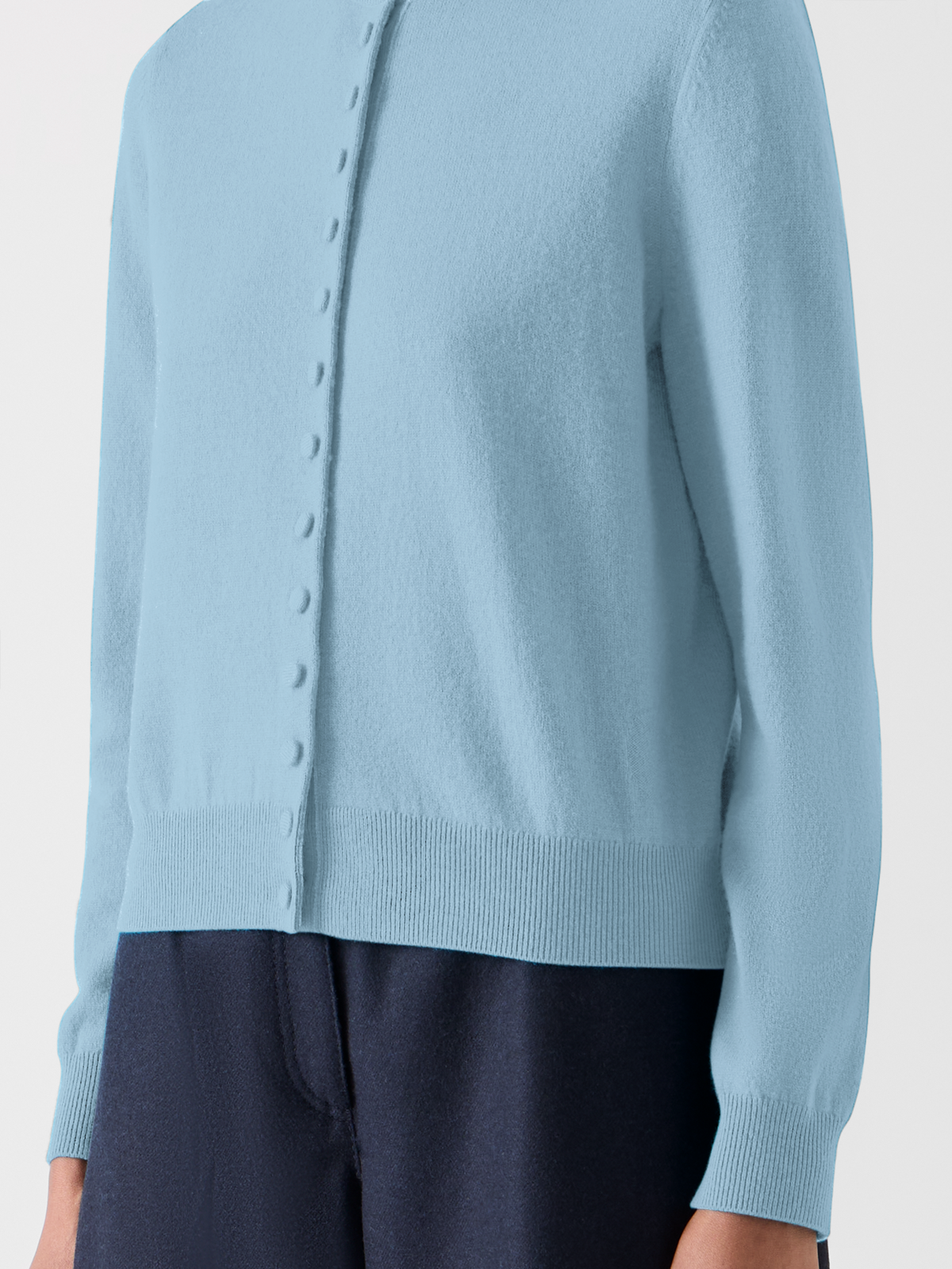 Designer Lässiger Cardigan aus Wolle-Kaschmir - Blau 