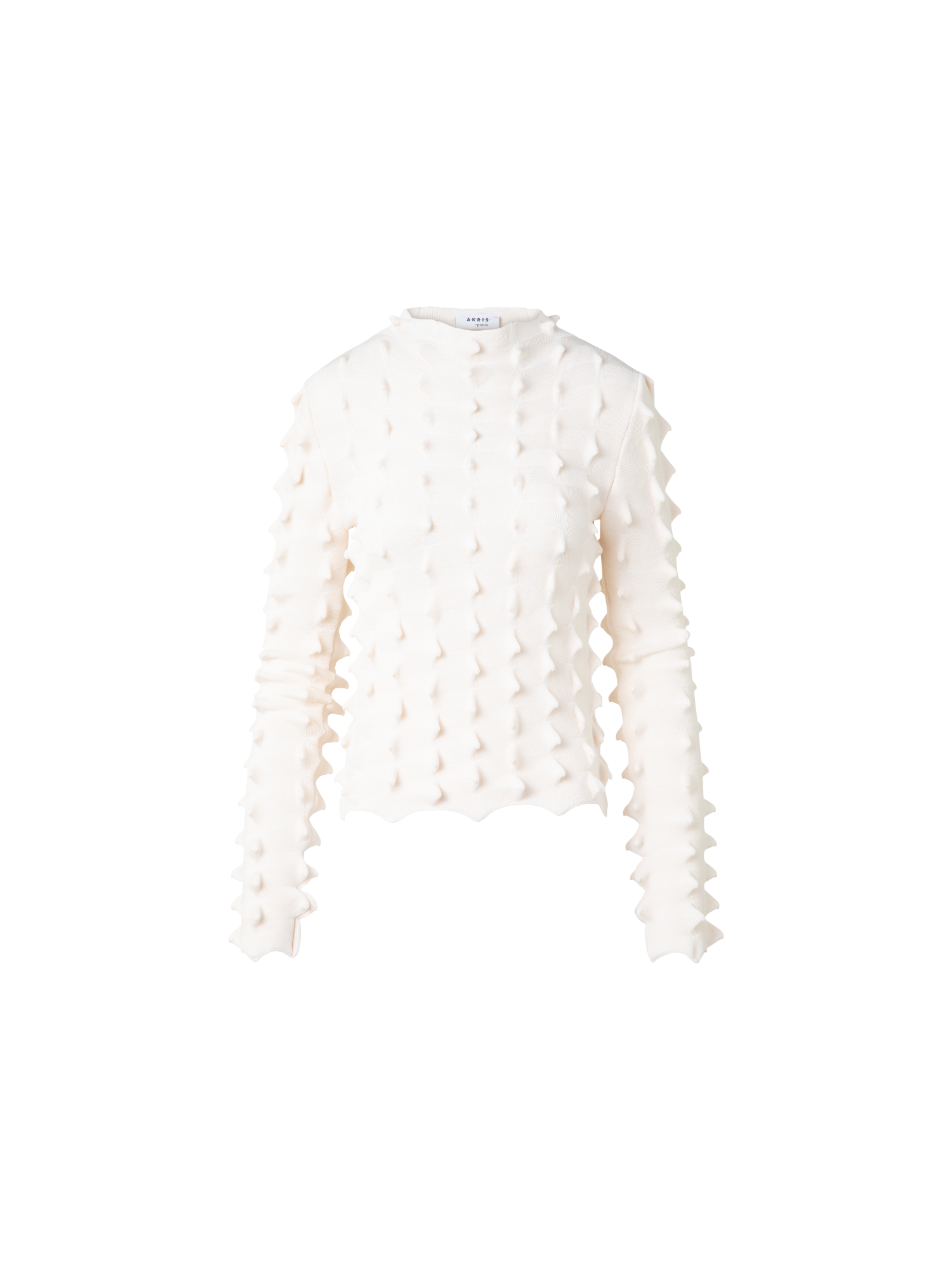 Designer Pullover mit 3D Segel-Optik - Ecru - Weiss