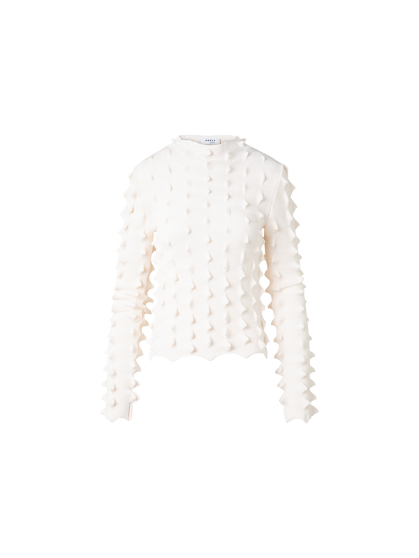 Designer Pullover mit 3D Segel-Optik - Ecru - Weiss