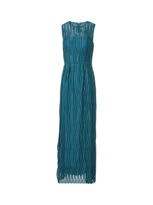 Designer Abendkleid aus Wave-Guipure - Grün