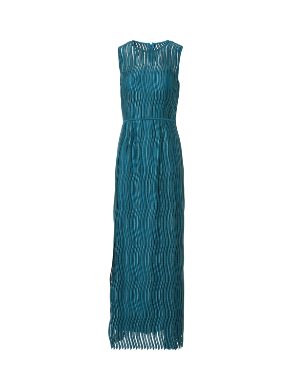 Designer Abendkleid aus Wave-Guipure - Grün