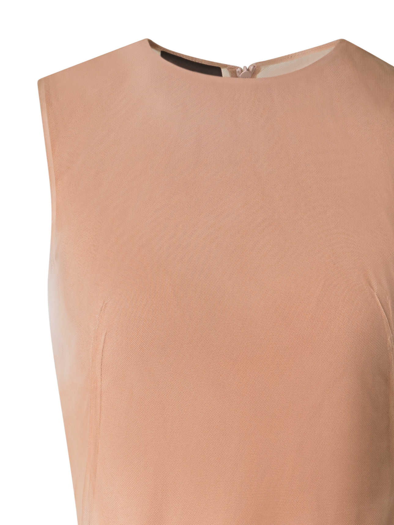Designer Transparentes Tüll-Kleid mit Chiaroscuro Druck - Beige