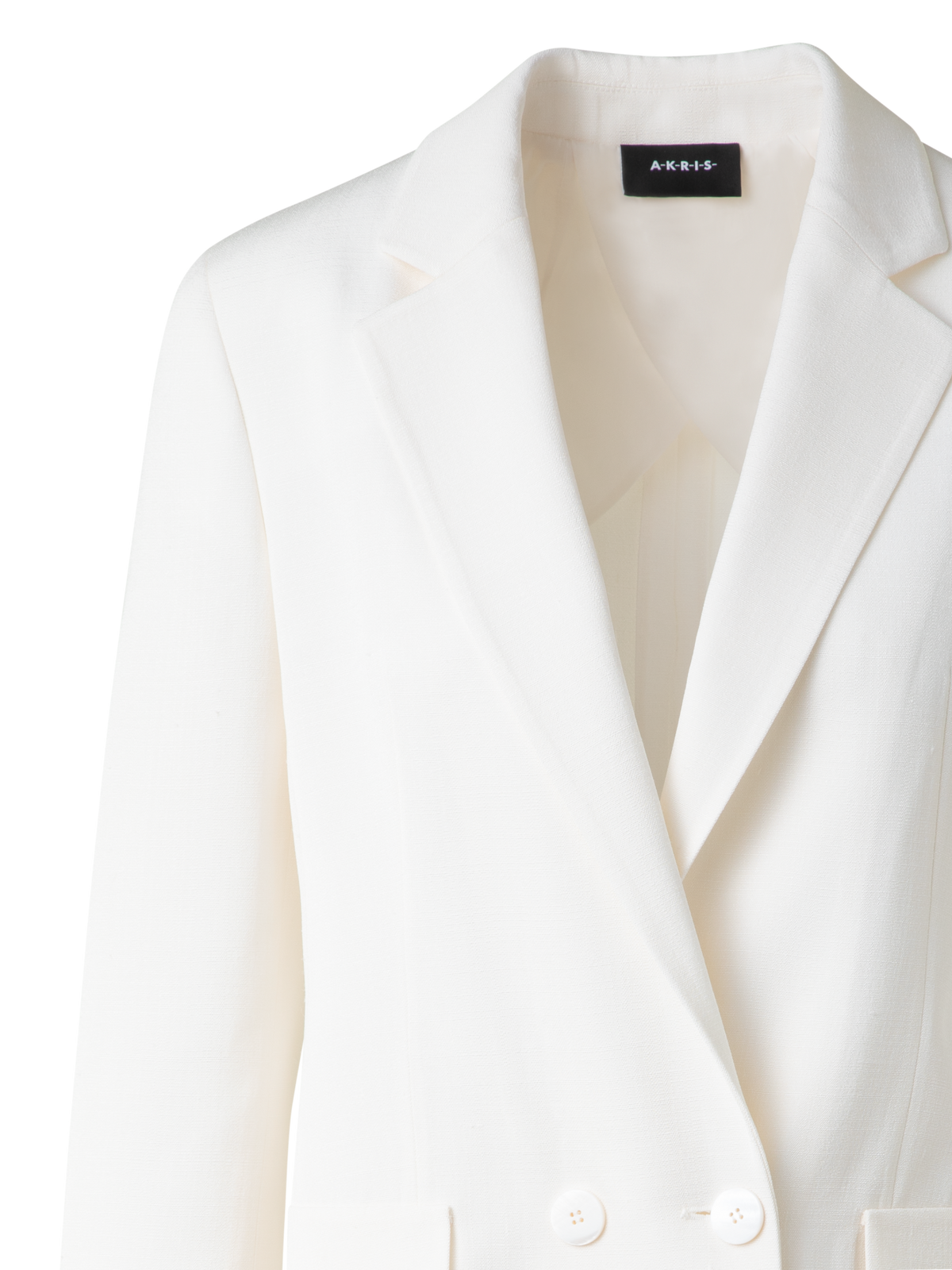 Designer Zweireihiger Blazer aus Seiden-Shantung - Weiss