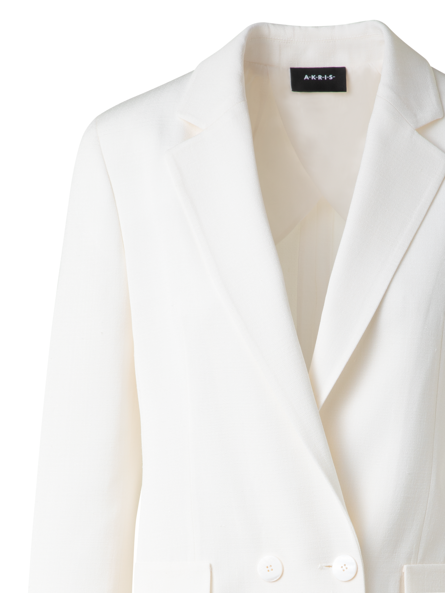 Designer Zweireihiger Blazer aus Seiden-Shantung - Weiss