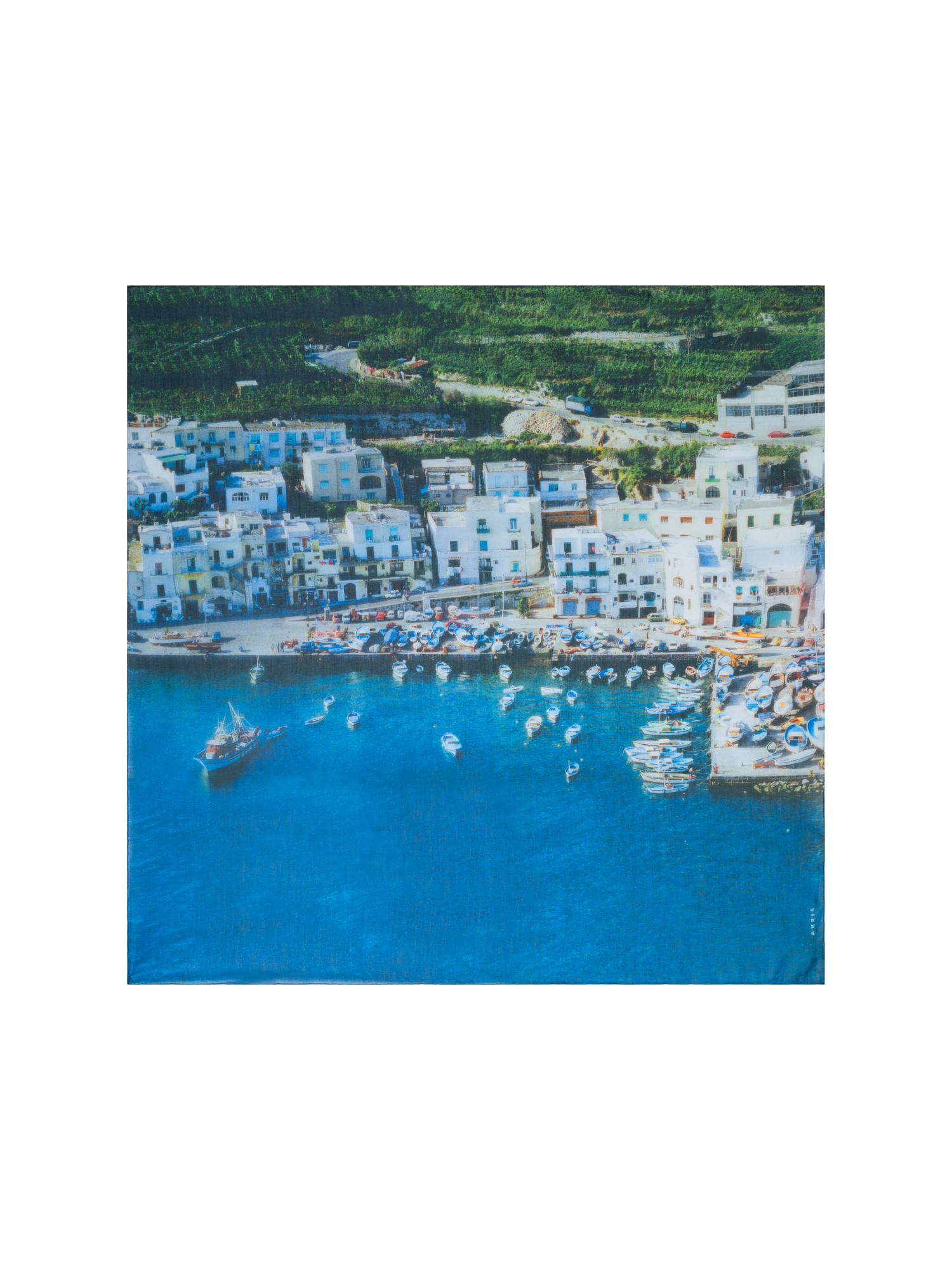 Designer Baumwoll-Seiden-Schal mit Marina Grande Druck - Bunt