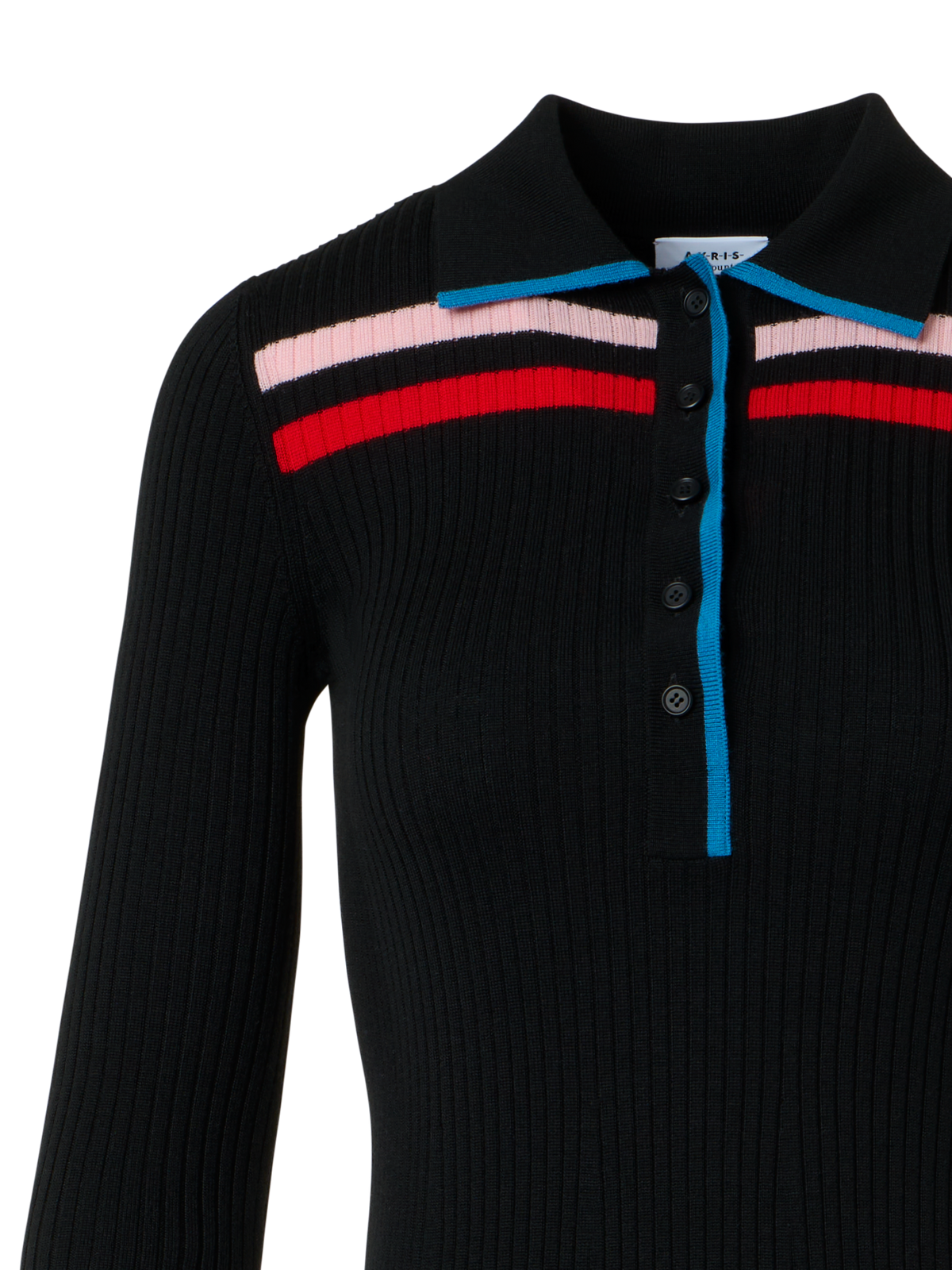 Designer Polokleid aus Rippen Strick im Colour-Block Design