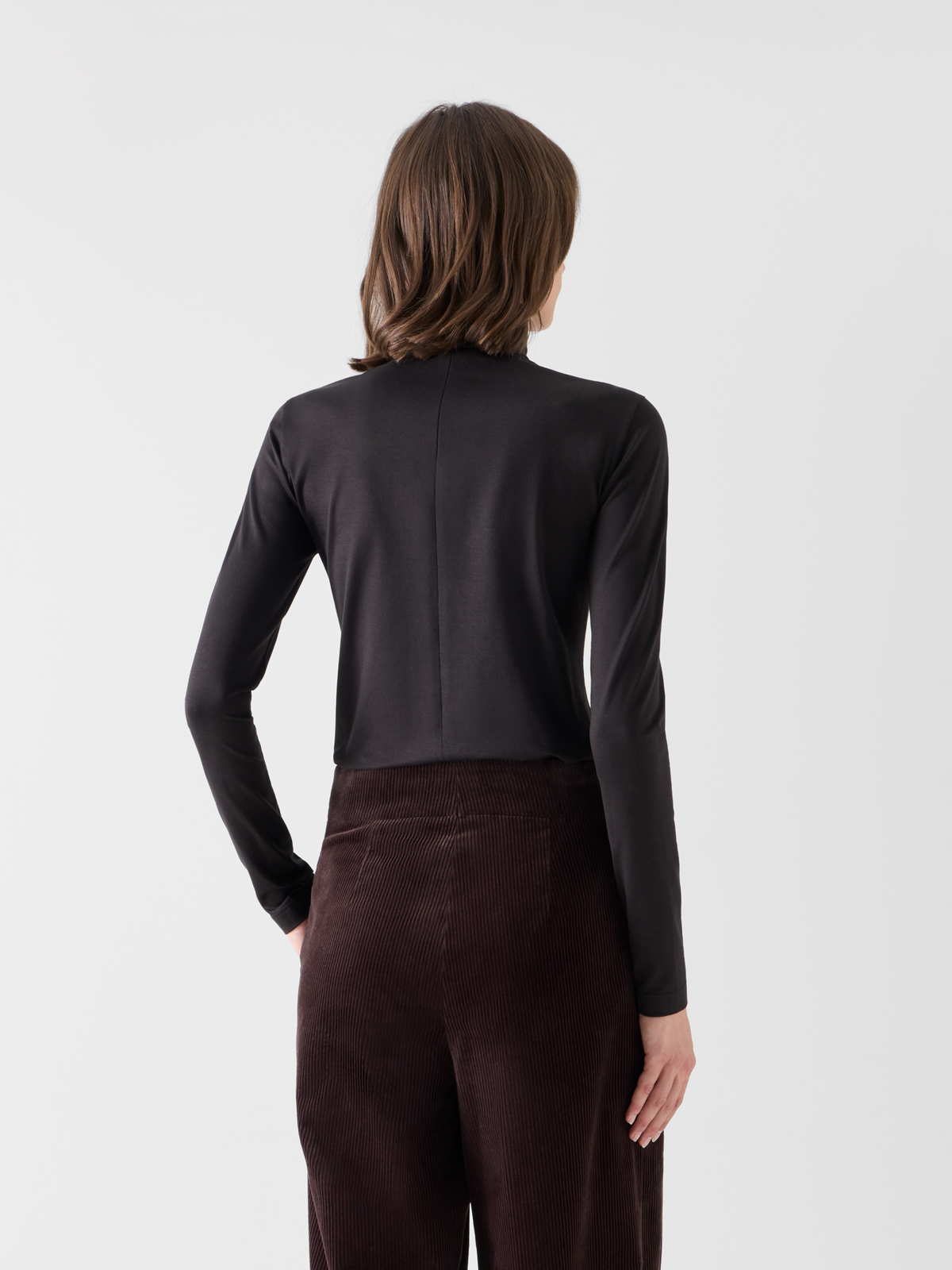 Designer Tailliertes Modal-Shirt mit Punto Dot Detail - Braun 