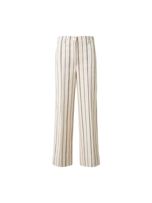 Designer Gestreifte Culotte-Hose aus leichter Baumwolle - Bunt - Ecru - Weiss