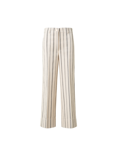Designer Gestreifte Culotte-Hose aus leichter Baumwolle - Bunt - Ecru - Weiss