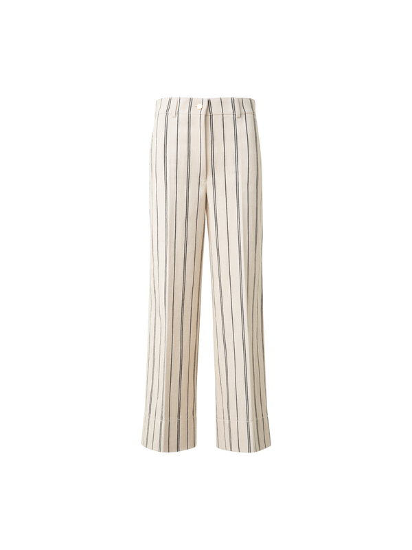 Designer Gestreifte Culotte-Hose aus leichter Baumwolle - Bunt - Ecru - Weiss