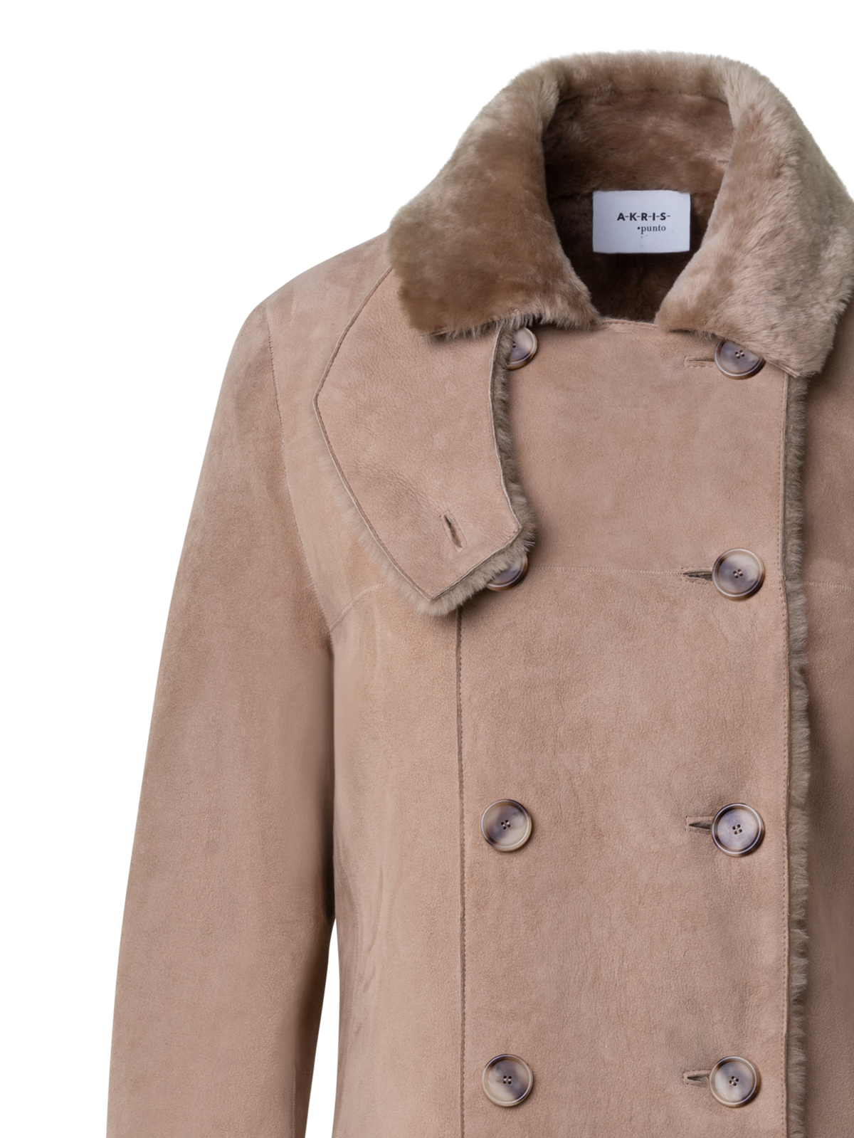 Designer Langer Shearling Ledermantel - Beige