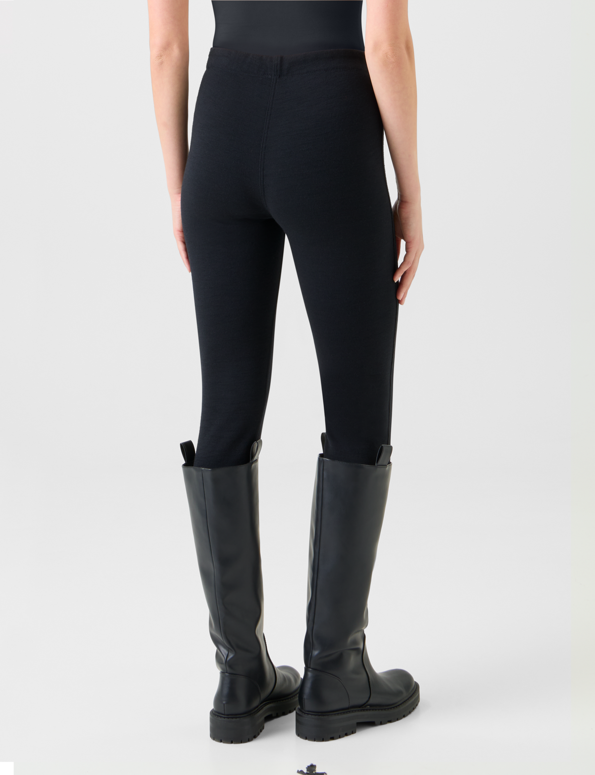 Designer Woll-Baumwoll Scuba Leggings - Schwarz #editorial