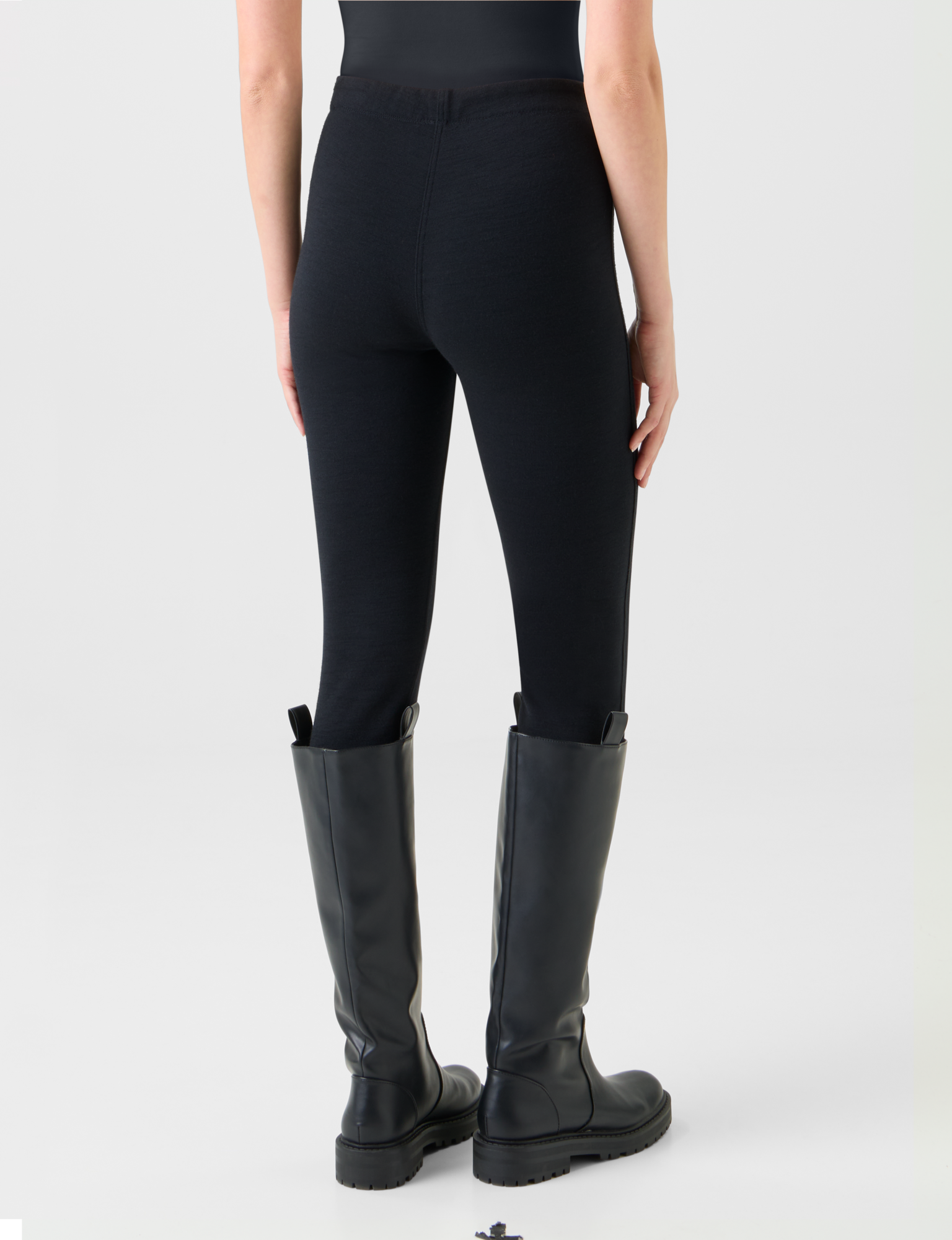 Designer Woll-Baumwoll Scuba Leggings - Schwarz 
