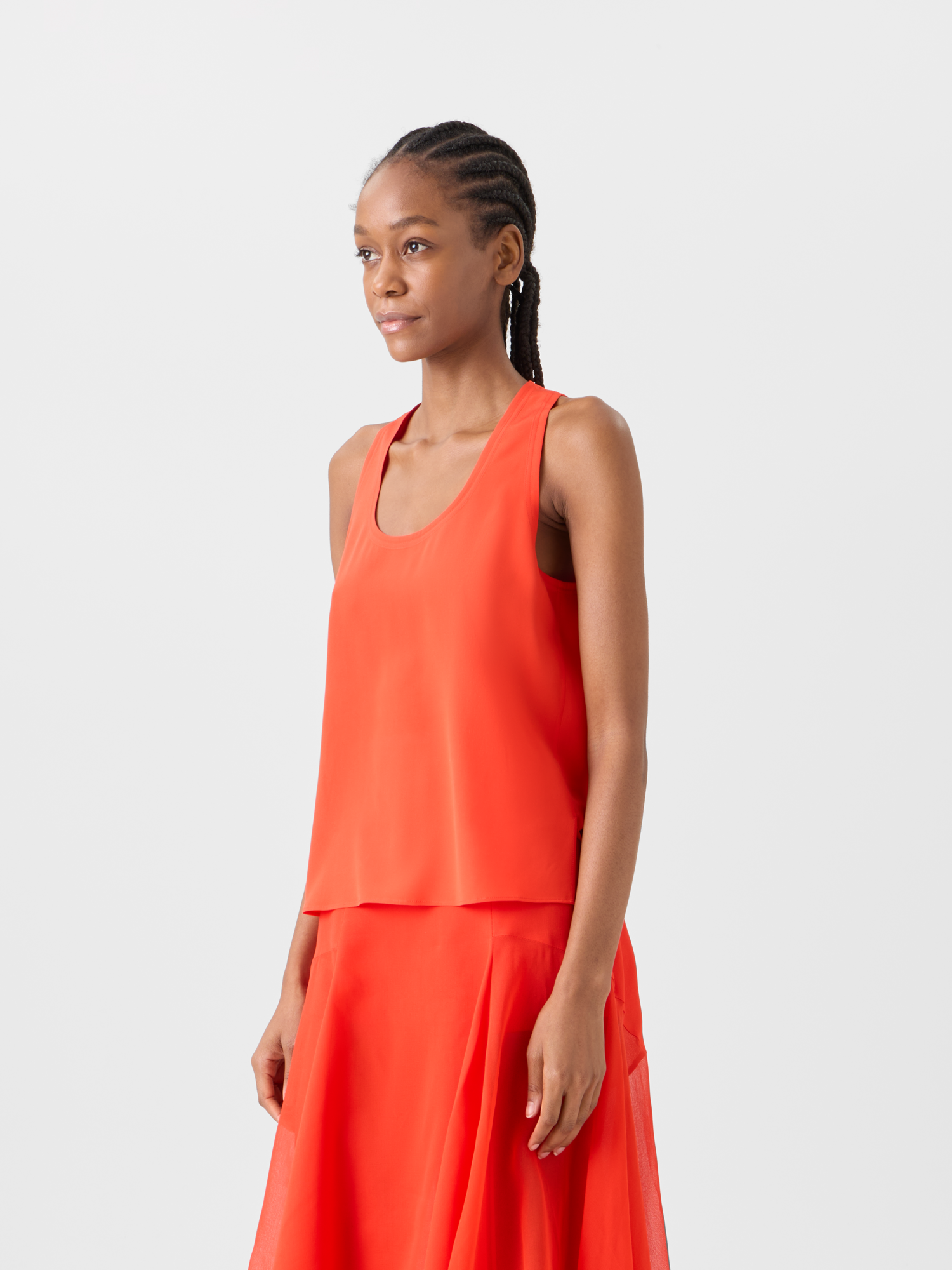 Designer Top aus Seiden-Georgette - Rot 