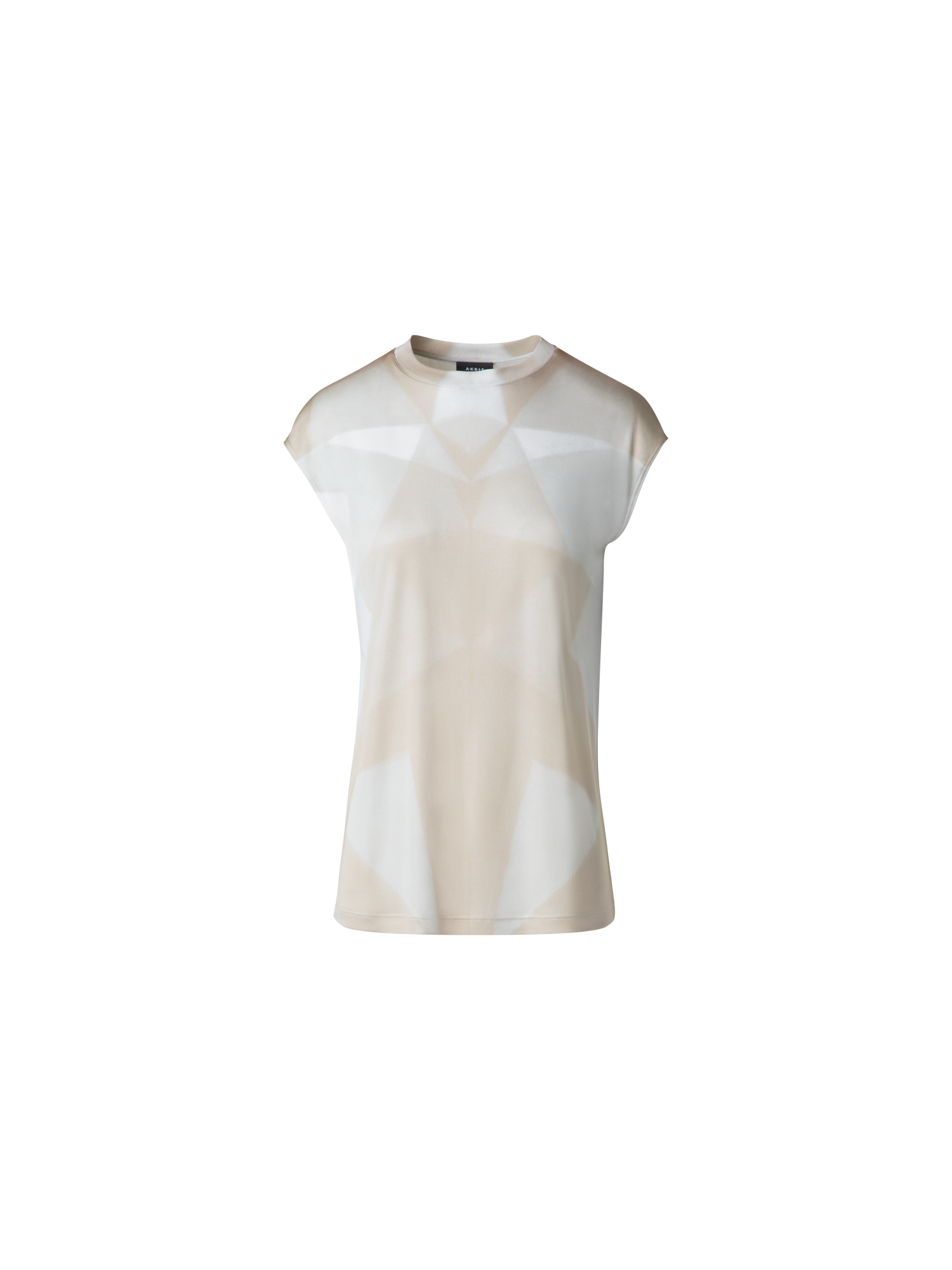 Designer Seiden-T-Shirt mit Chiaroscuro Druck - Bunt - Beige