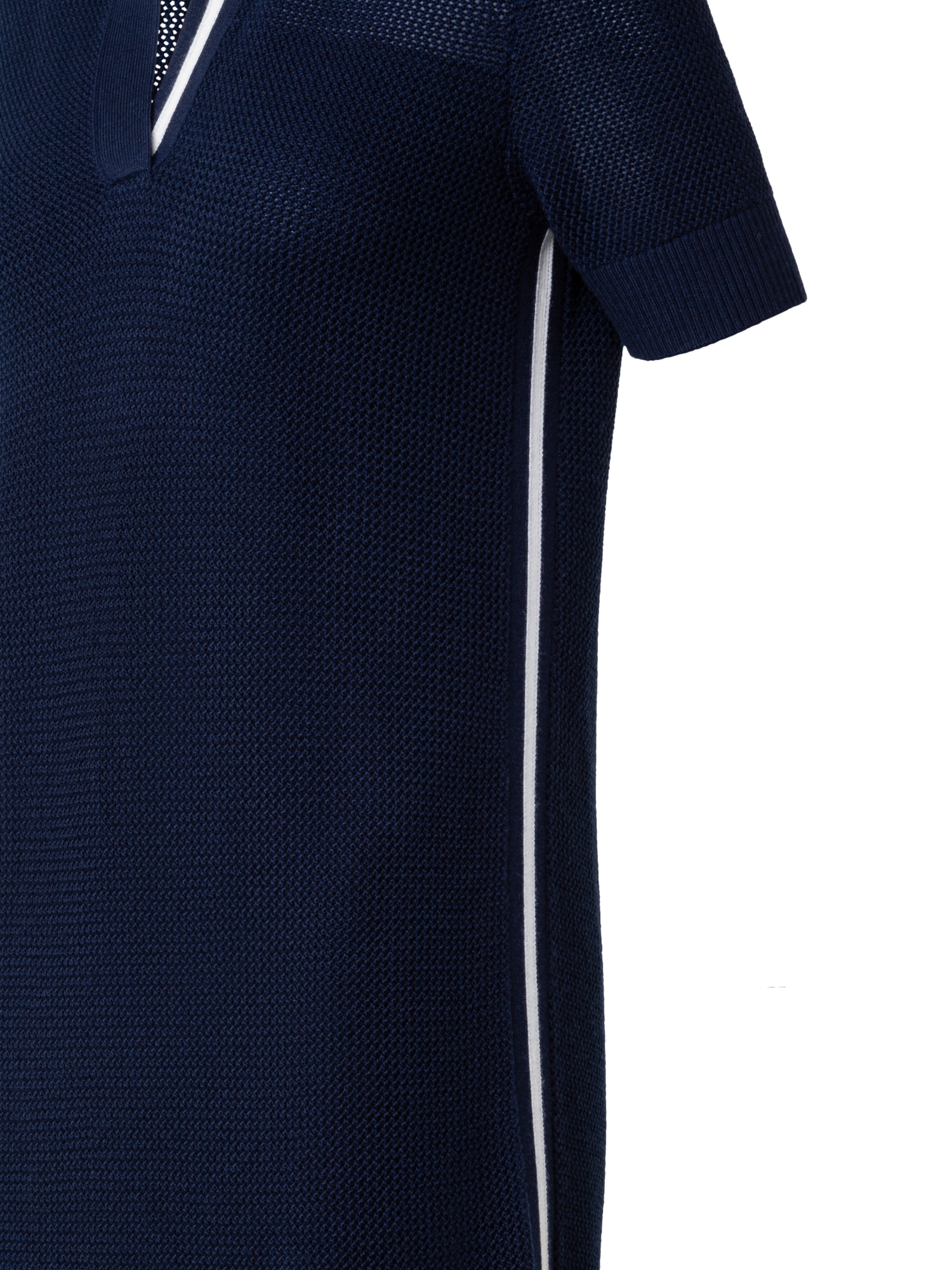 Designer Polokleid aus Merino-Mesh-Strick - Dunkelblau - Blau - Bunt