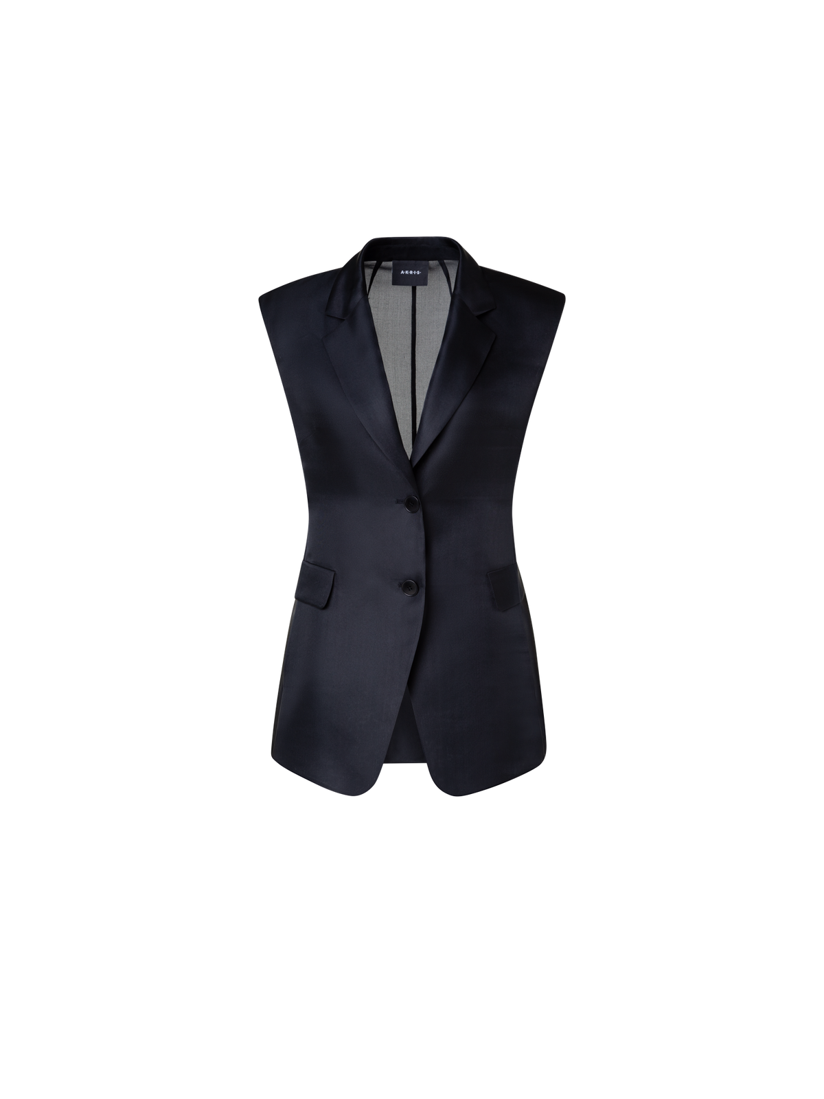 Designer Lange Weste aus transparenter Seide - Schwarz