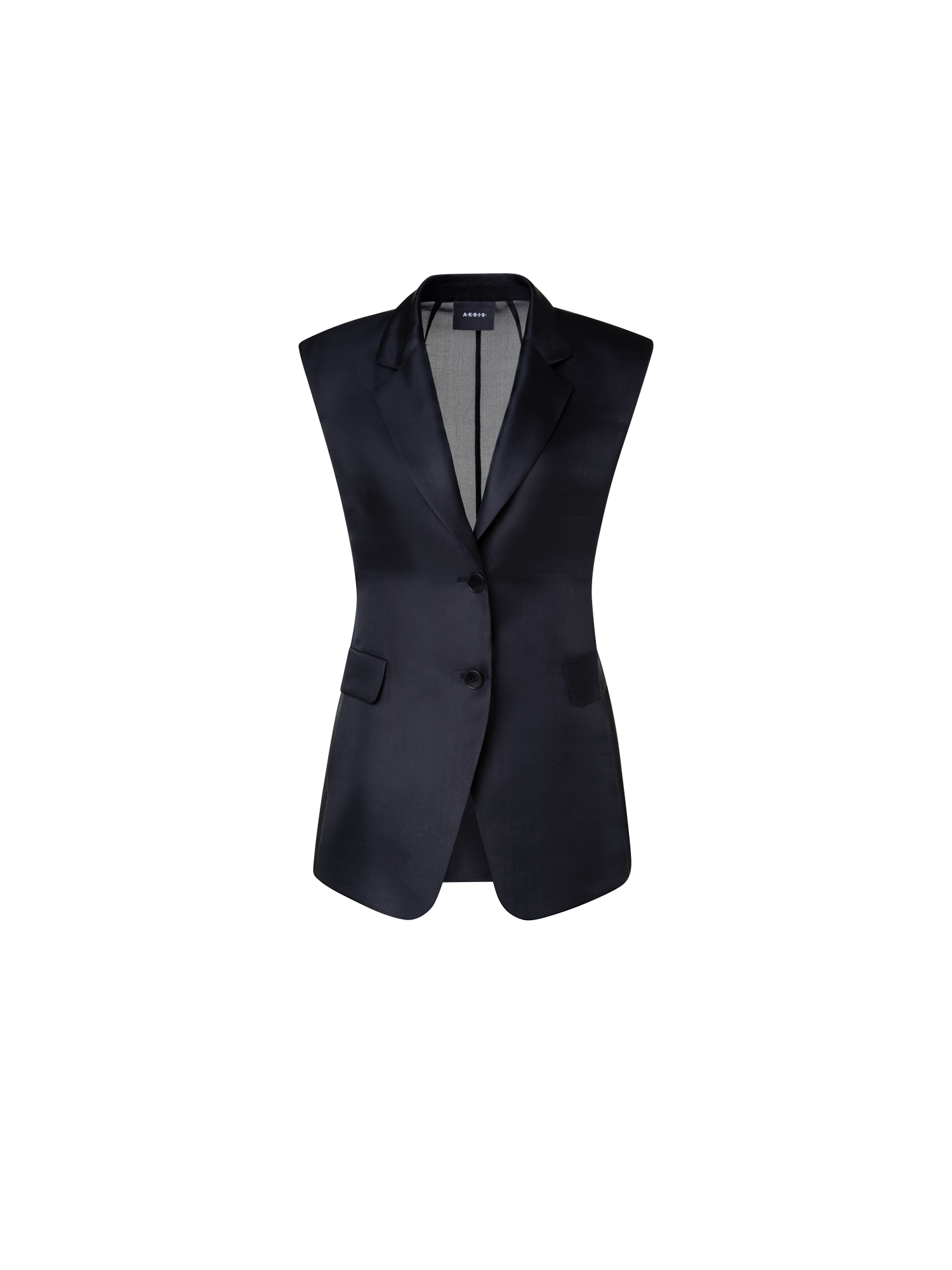 Designer Lange Weste aus transparenter Seide - Schwarz