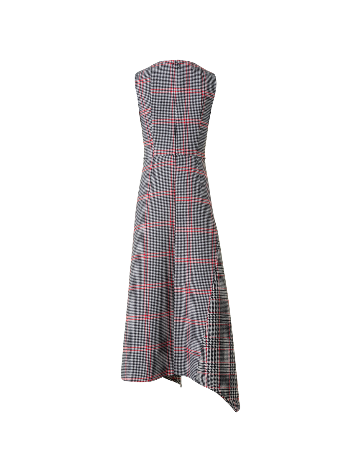 Designer Asymmetrisches Glencheck Midi Kleid - Schwarz - Bunt