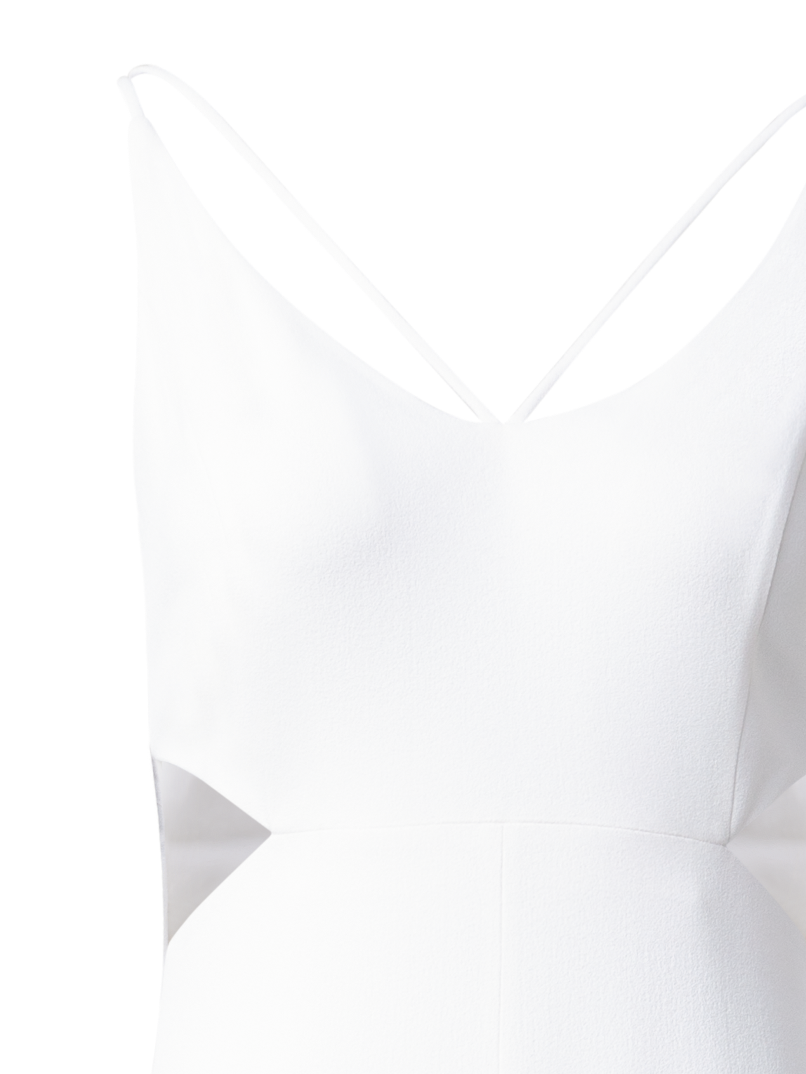 Designer Langes Abendkleid mit seitlichen Ausschnitten - Ecru - Weiss