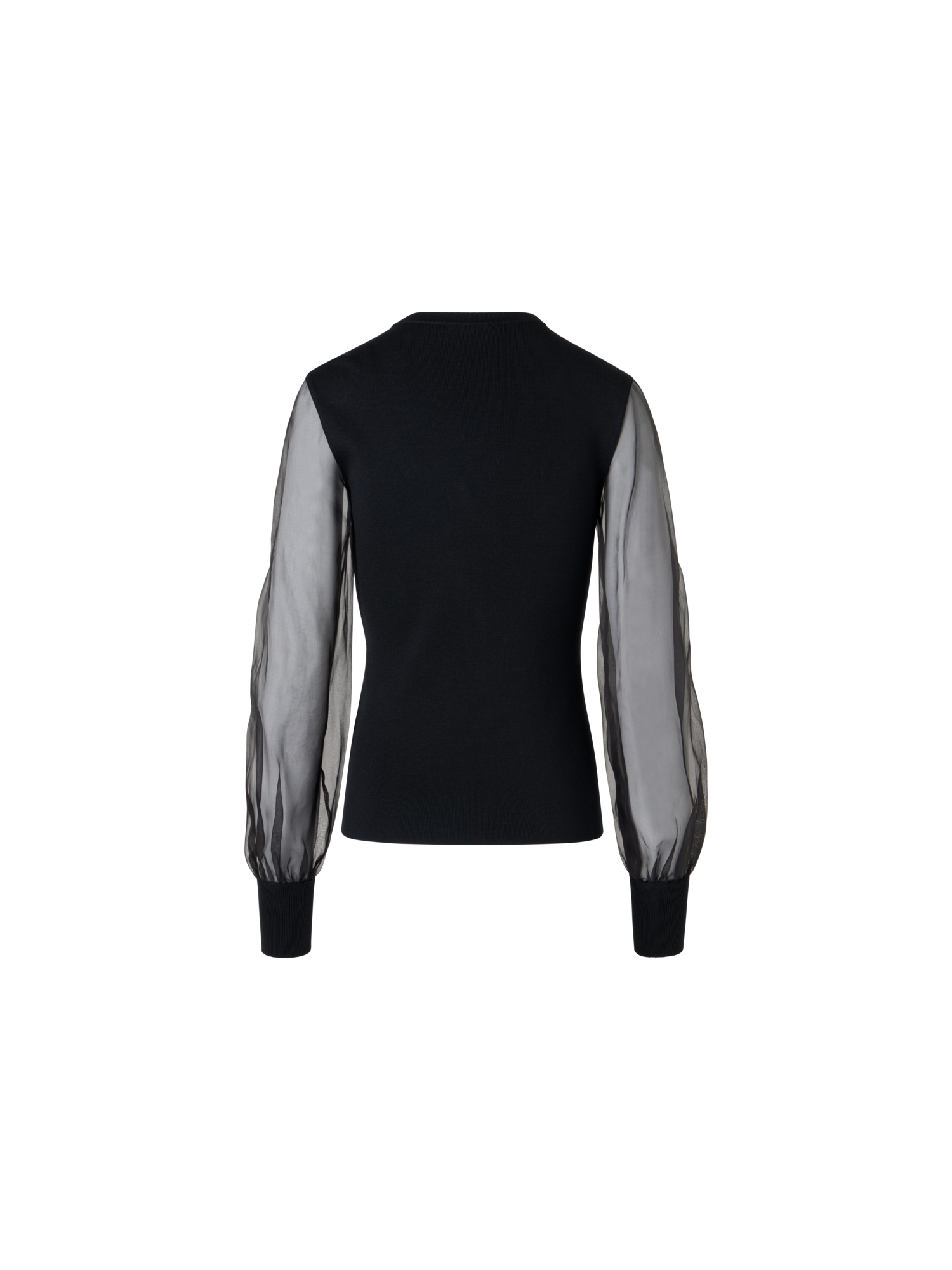 Designer Taillierter Strickpullover aus Seiden-Stretch - Schwarz