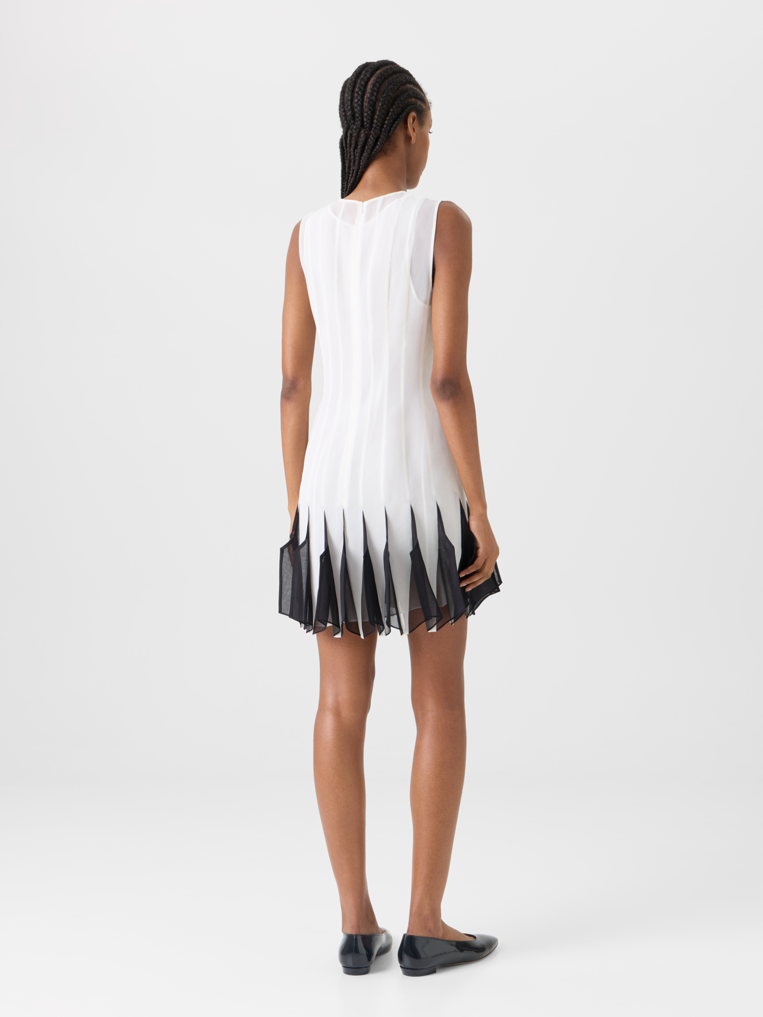 Designer Midikleid aus Seide mit High-Plains-Einsätzen - Ecru 