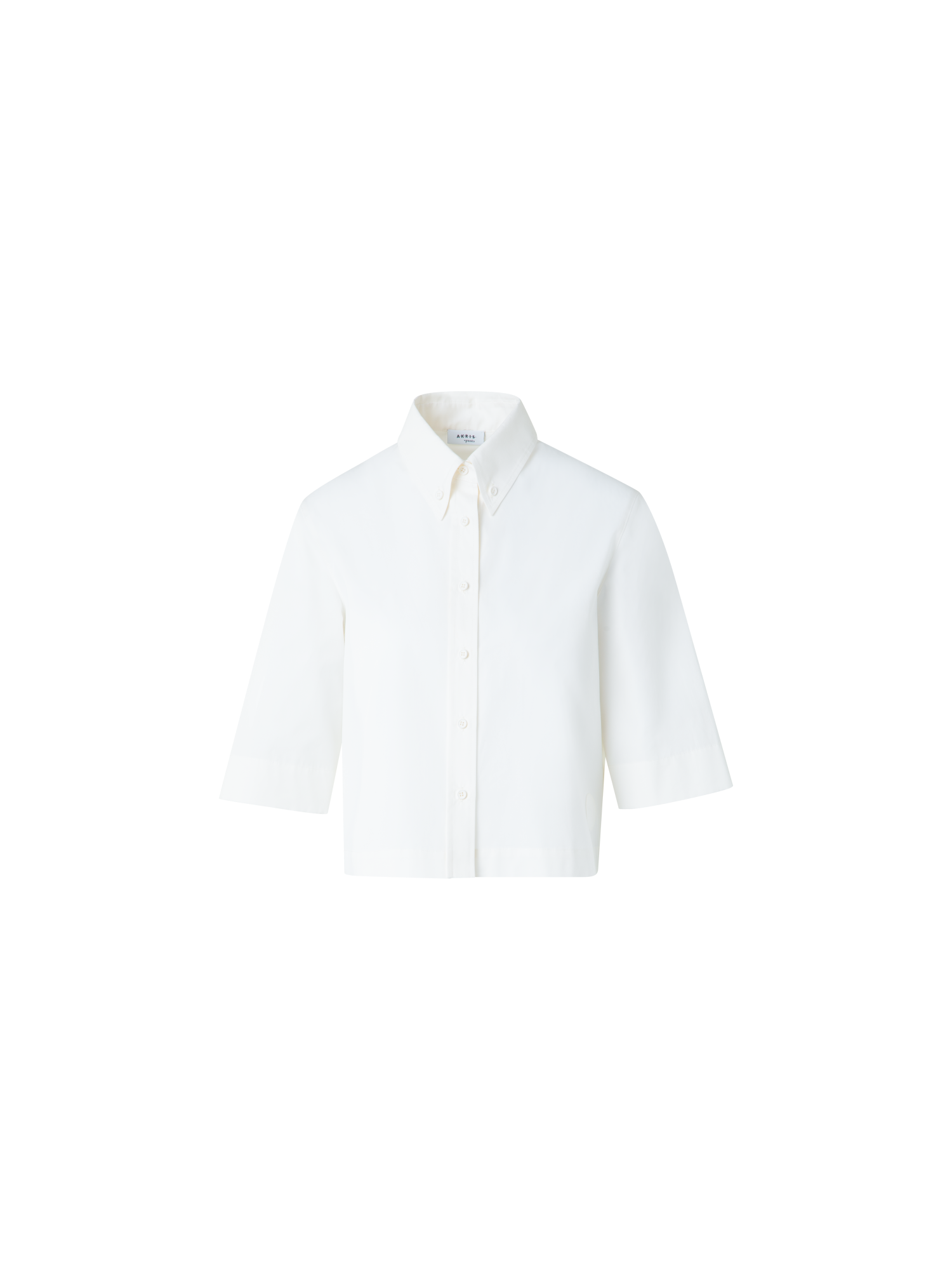 Designer Kurzärmelige Bluse aus Baumwolle - Ecru - Weiss