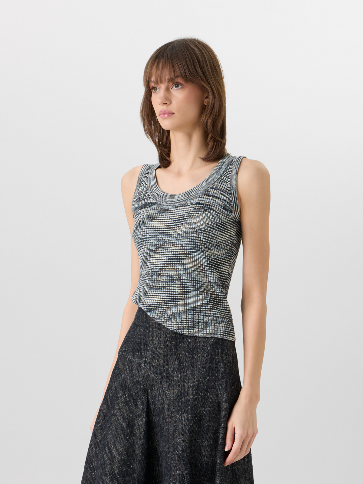 Designer Ärmelloses Stricktop aus Merinowolle - Grau #editorial