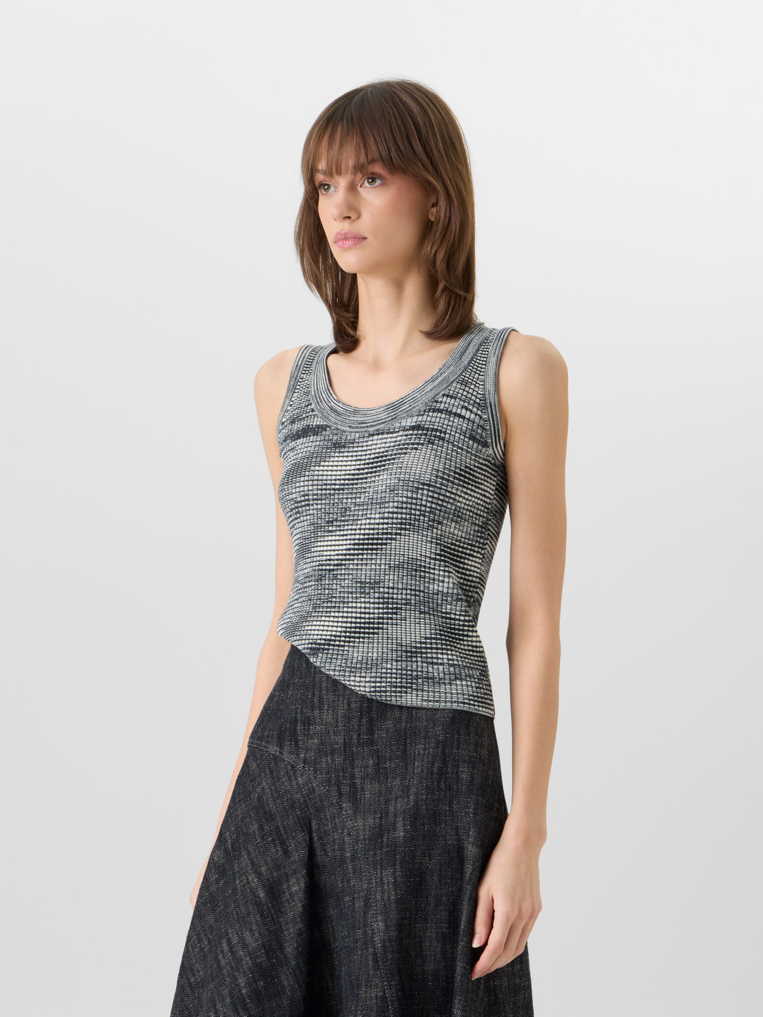 Designer Ärmelloses Stricktop aus Merinowolle - Grau 
