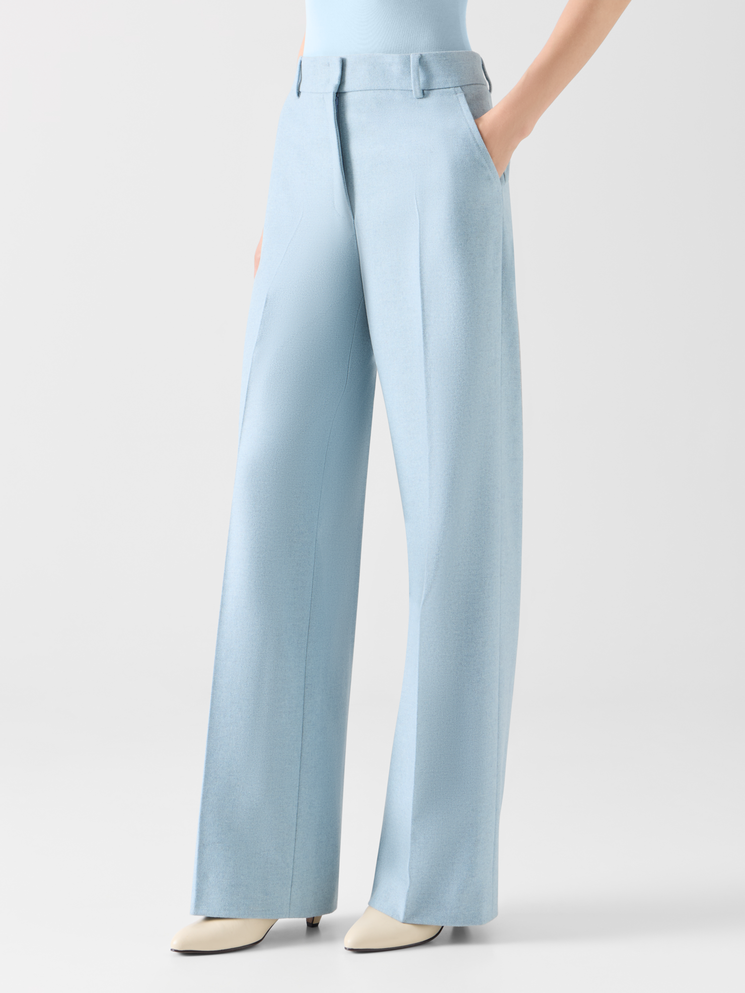 Designer Weite Hose aus Wollflanell 