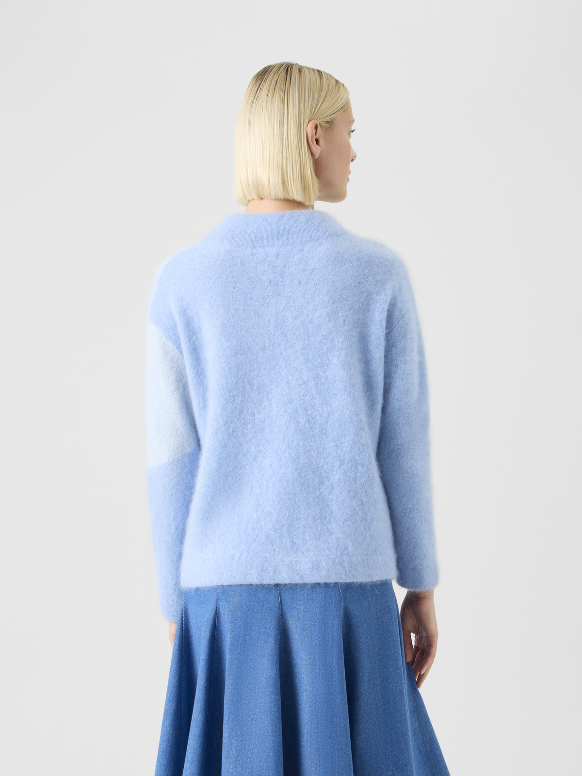 Designer Cloud-Kaschmirpullover mit Sunbeam-Intarsie - Blau #editorial