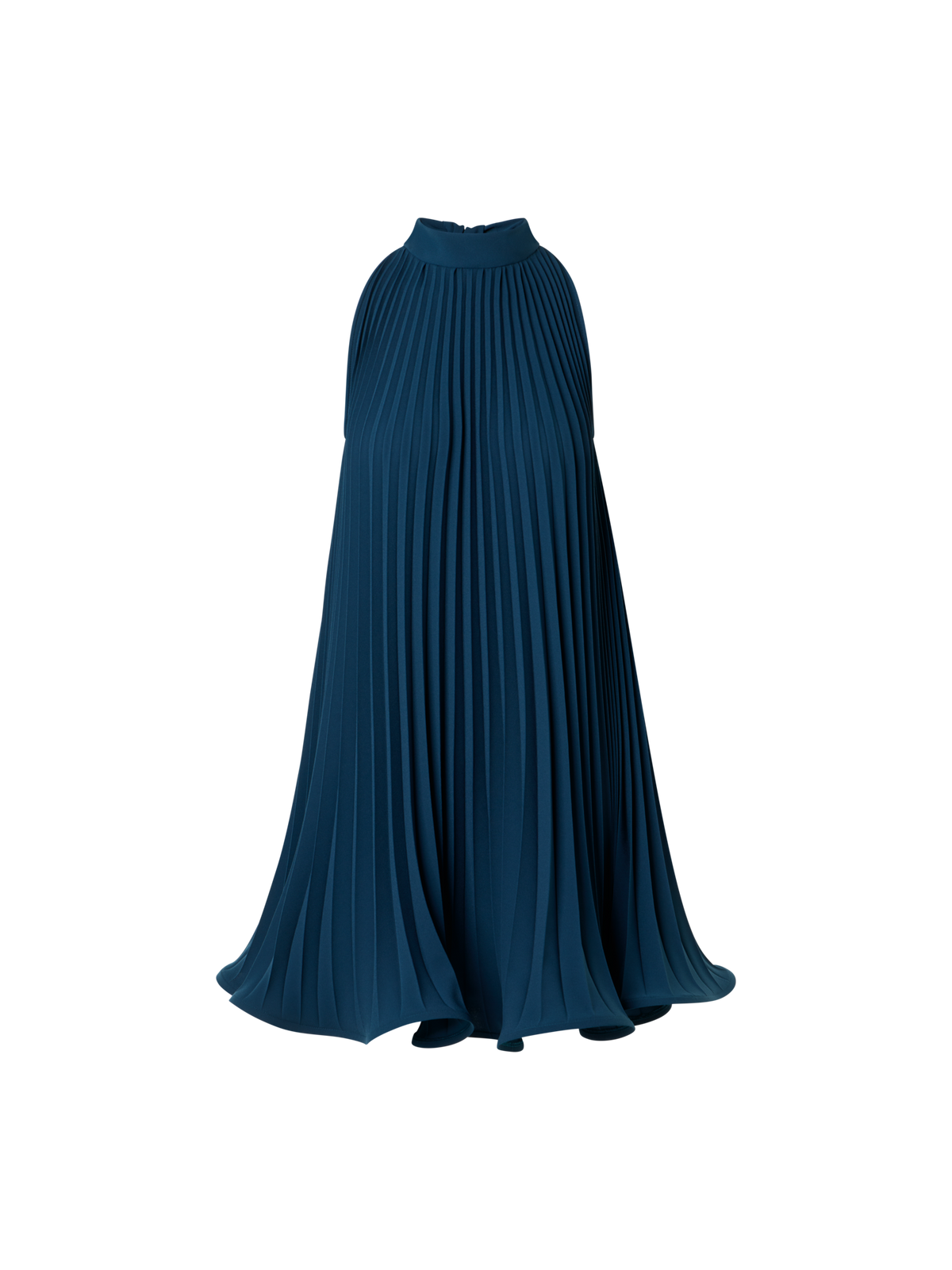 Designer Plissee-Neckholder-Minikleid in A-Linie - Dunkelblau