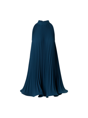 Designer Plissee-Neckholder-Minikleid in A-Linie - Dunkelblau