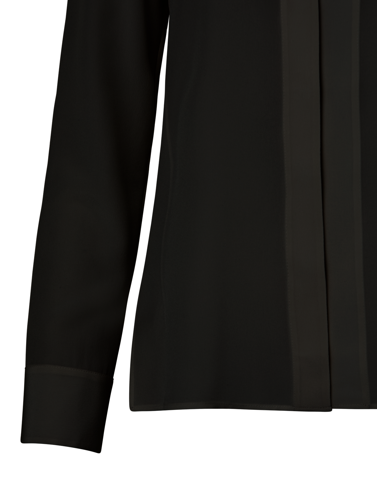 Designer Seidenbluse mit Stehkragen - Schwarz