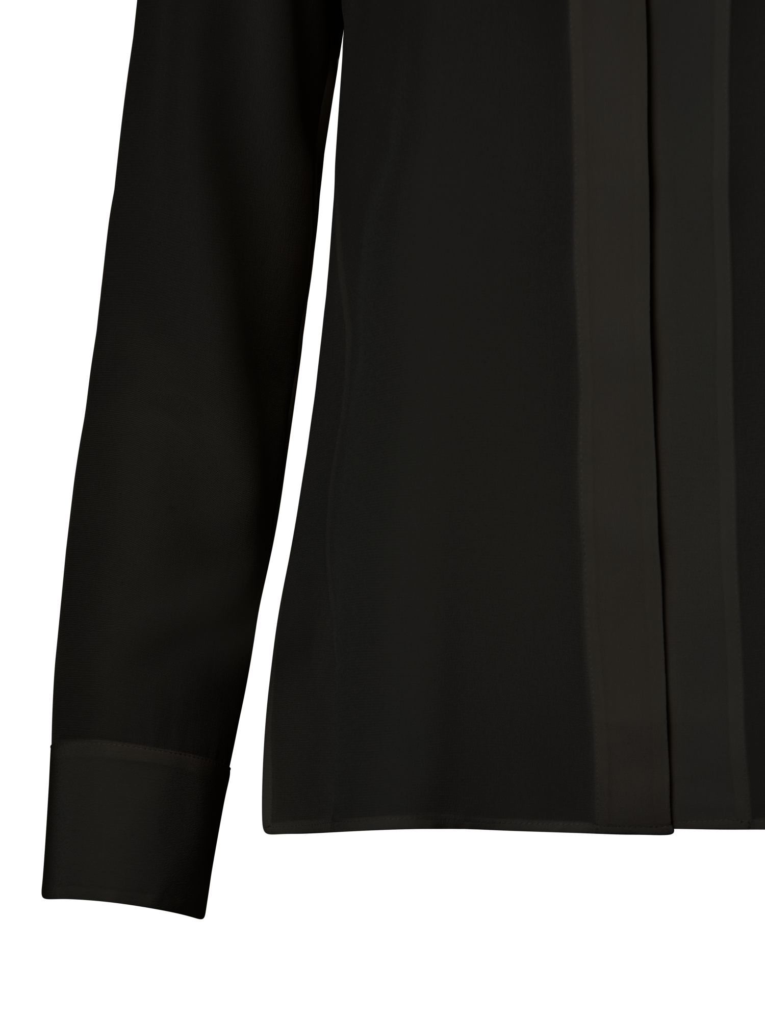 Designer Seidenbluse mit Stehkragen - Schwarz