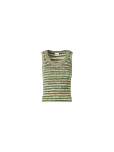 Designer Ärmelloses Stricktop aus Merinowolle - Grün
