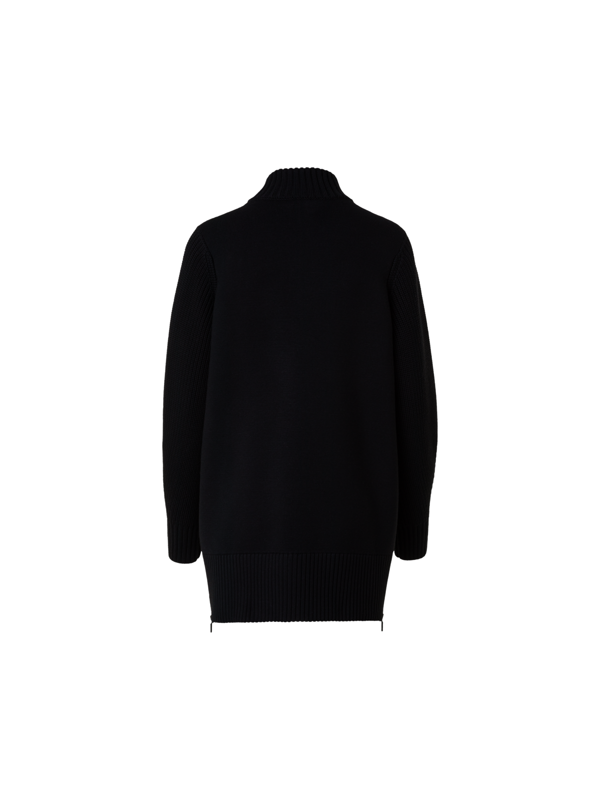 Designer Lange Merino-Bomberjacke - Schwarz