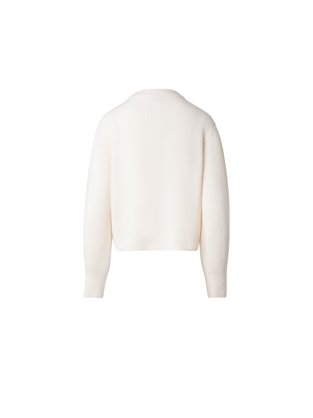 Designer Kurzer Strickpullover aus Wolle und Kaschmir - Ecru - Weiss